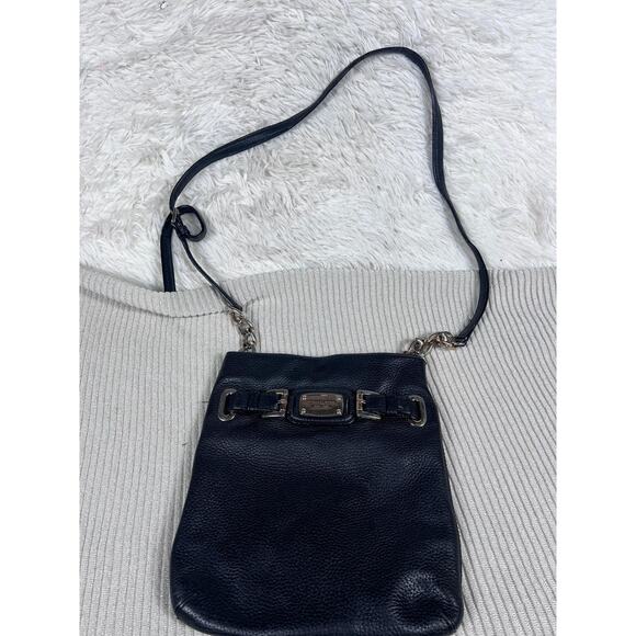 Michael Michael Kors Crossbody Bag Womens Small Black Pebbled Leather Chain - Picture 1 of 16